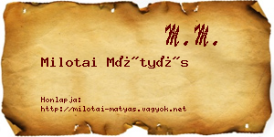 Milotai Mátyás névjegykártya